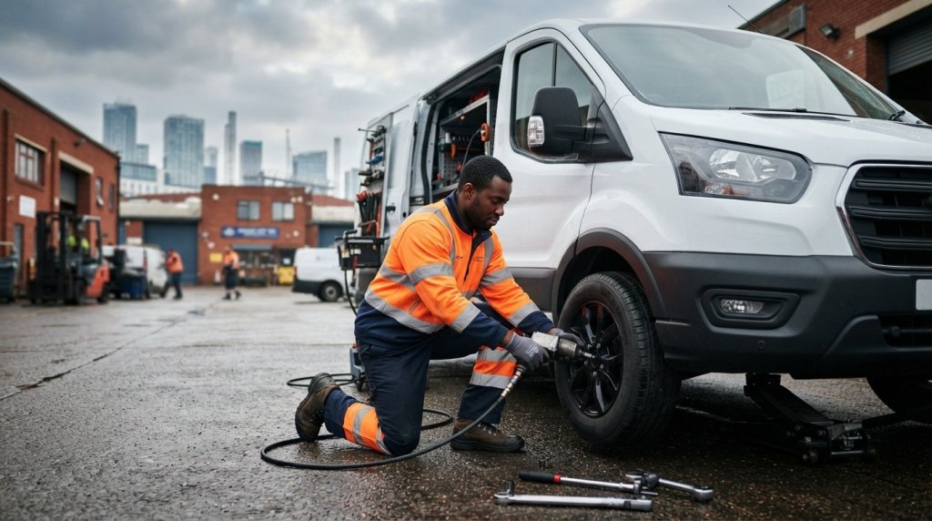 Van tyre fitting at work London: 5-star mobile tyre repairs